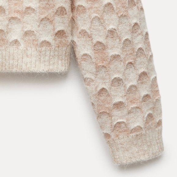 ZARA Alpaca/Wool Blend Scalloped Stitch Pullover Sweater NWOT/sz M - Picture 4 of 15